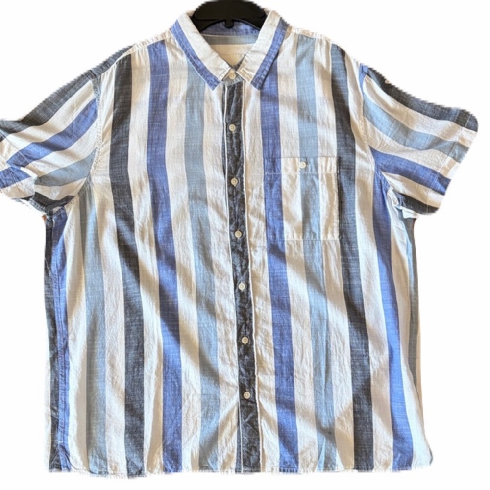 American Eagle Men's Blue Striped Cotton Shirt Size XL